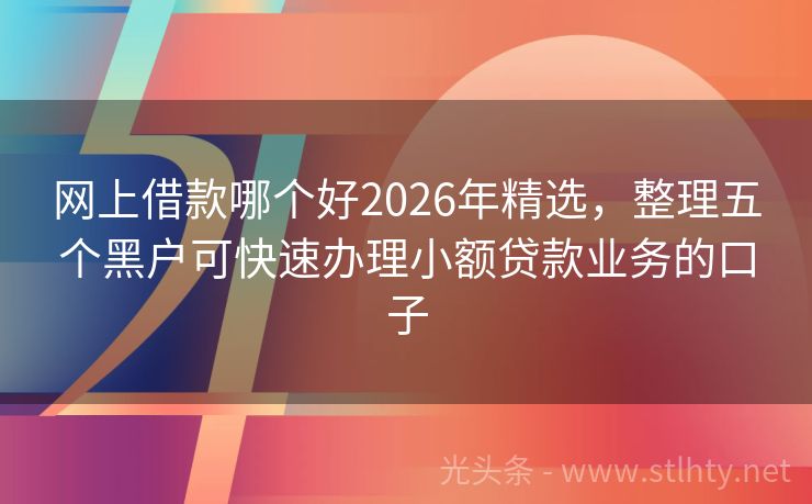 网上借款哪个好2026年精选，整理五个黑户可快速办理小额贷款业务的口子