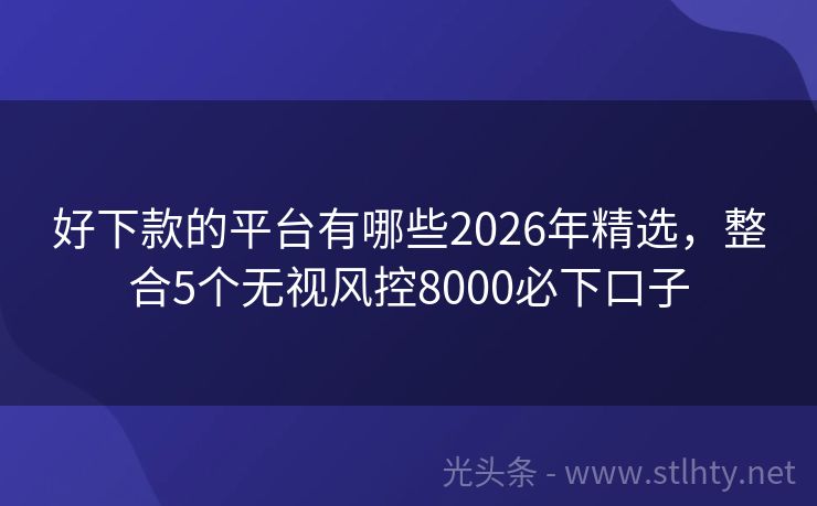 好下款的平台有哪些2026年精选，整合5个无视风控8000必下口子