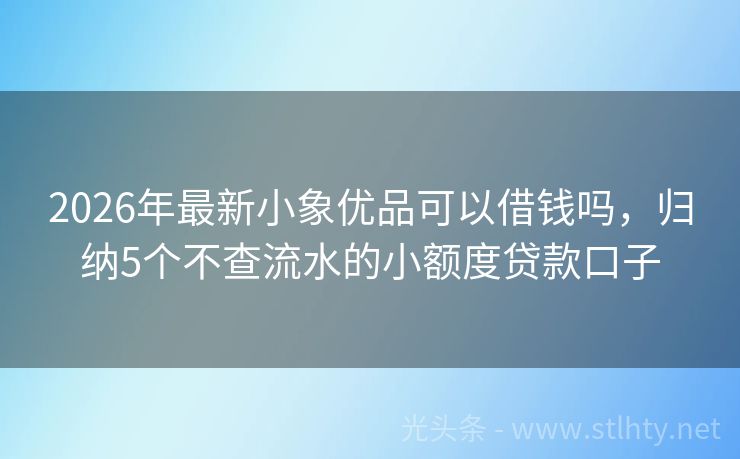 2026年最新小象优品可以借钱吗，归纳5个不查流水的小额度贷款口子