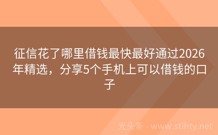 征信花了哪里借钱最快最好通过2026年精选，分享5个手机上可以借钱的口子