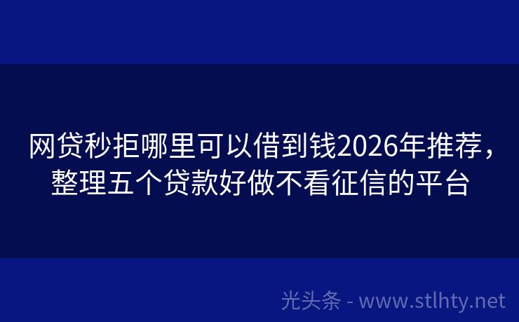 网贷秒拒哪里可以借到钱2026年推荐，整理五个贷款好做不看征信的平台