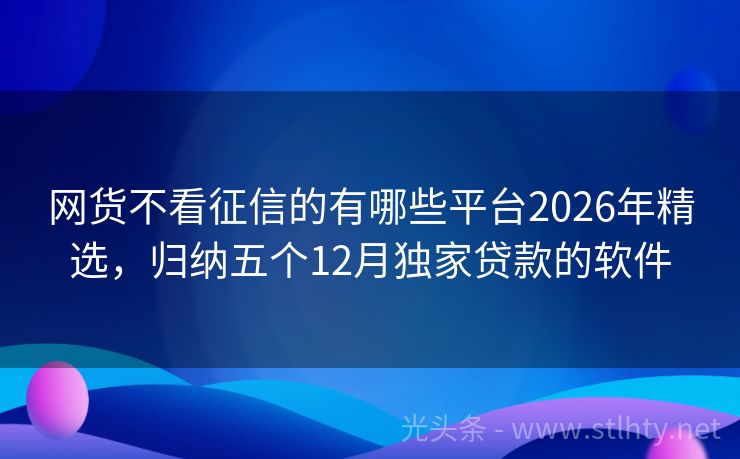 网货不看征信的有哪些平台2026年精选，归纳五个12月独家贷款的软件