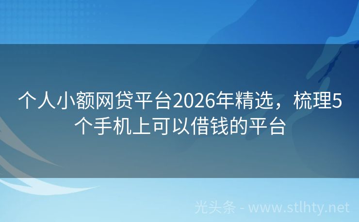 个人小额网贷平台2026年精选，梳理5个手机上可以借钱的平台