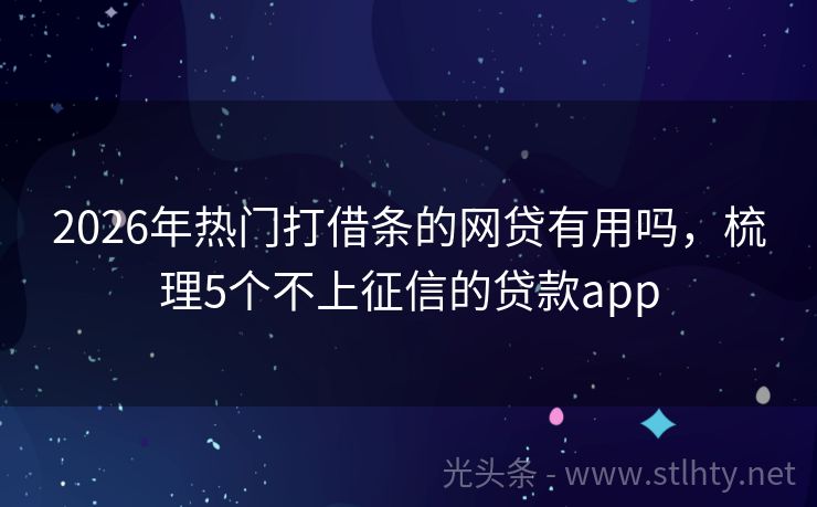 2026年热门打借条的网贷有用吗，梳理5个不上征信的贷款app