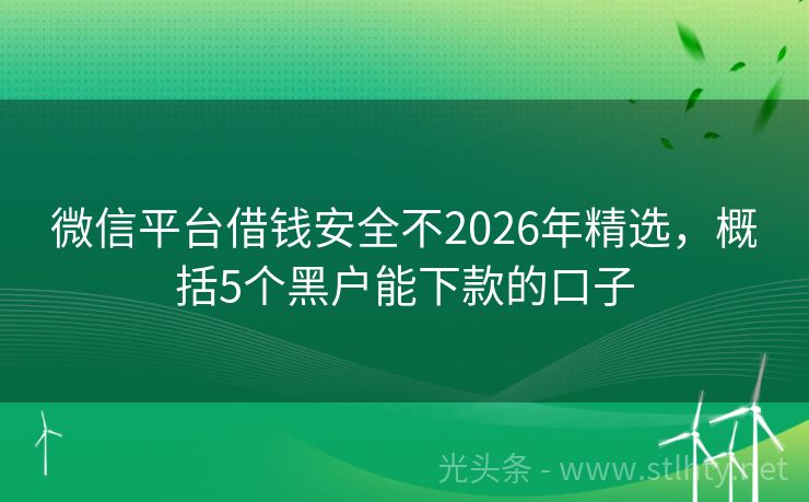 微信平台借钱安全不2026年精选，概括5个黑户能下款的口子