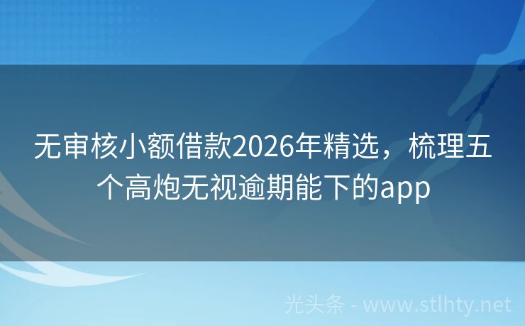 无审核小额借款2026年精选，梳理五个高炮无视逾期能下的app