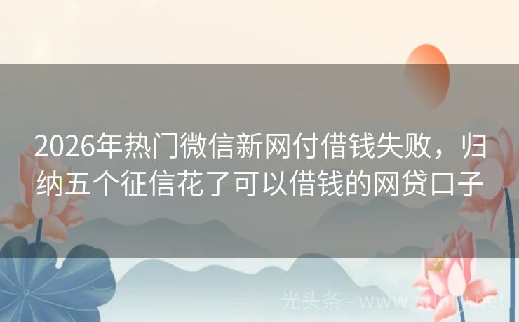 2026年热门微信新网付借钱失败，归纳五个征信花了可以借钱的网贷口子