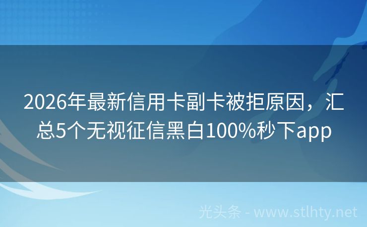 2026年最新信用卡副卡被拒原因，汇总5个无视征信黑白100%秒下app