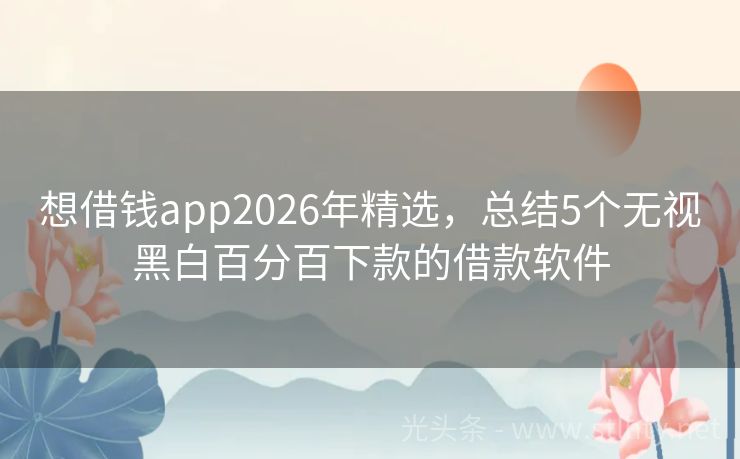 想借钱app2026年精选，总结5个无视黑白百分百下款的借款软件