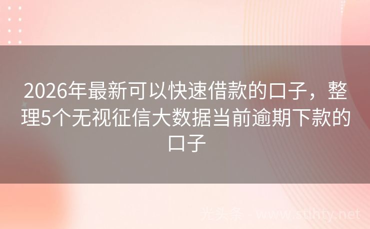 2026年最新可以快速借款的口子，整理5个无视征信大数据当前逾期下款的口子