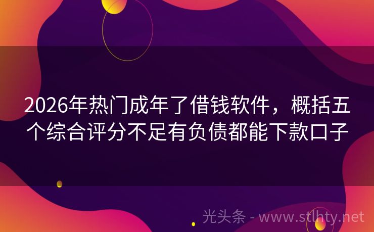 2026年热门成年了借钱软件，概括五个综合评分不足有负债都能下款口子