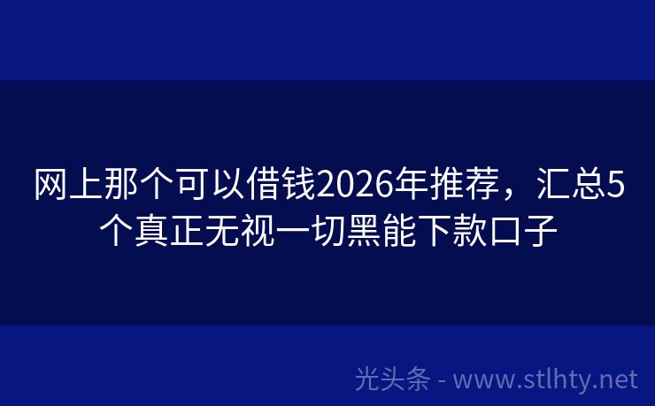 网上那个可以借钱2026年推荐，汇总5个真正无视一切黑能下款口子