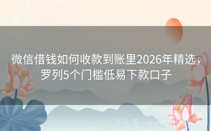 微信借钱如何收款到账里2026年精选，罗列5个门槛低易下款口子