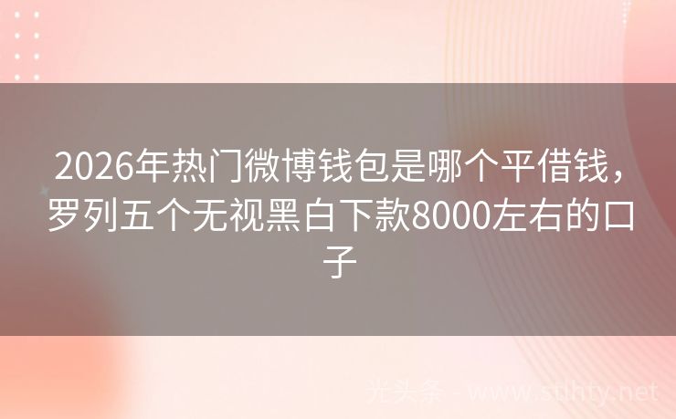 2026年热门微博钱包是哪个平借钱，罗列五个无视黑白下款8000左右的口子