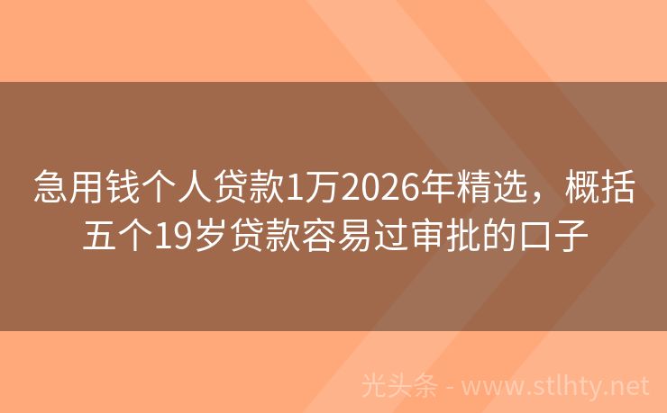 急用钱个人贷款1万2026年精选，概括五个19岁贷款容易过审批的口子