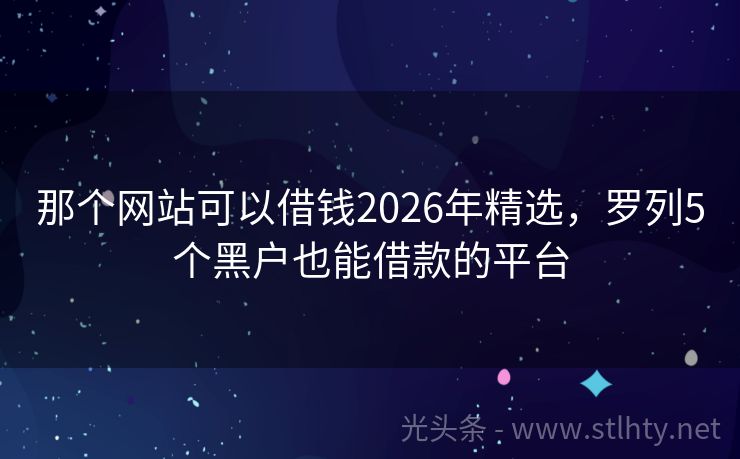 那个网站可以借钱2026年精选，罗列5个黑户也能借款的平台