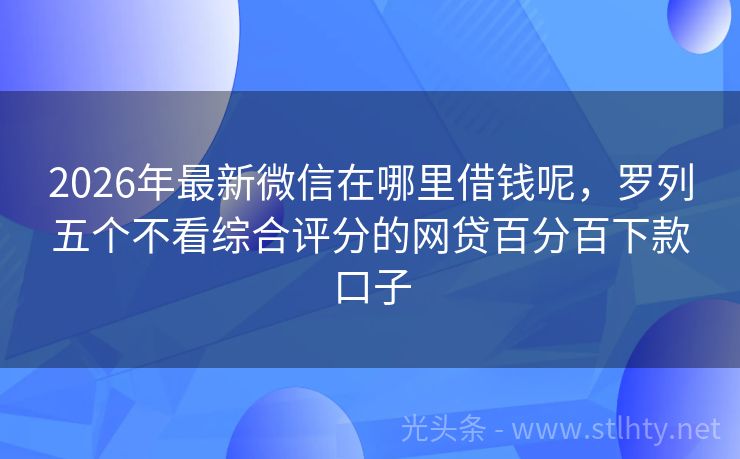 2026年最新微信在哪里借钱呢，罗列五个不看综合评分的网贷百分百下款口子