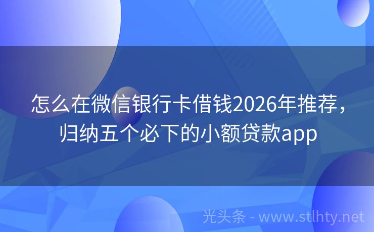 怎么在微信银行卡借钱2026年推荐，归纳五个必下的小额贷款app