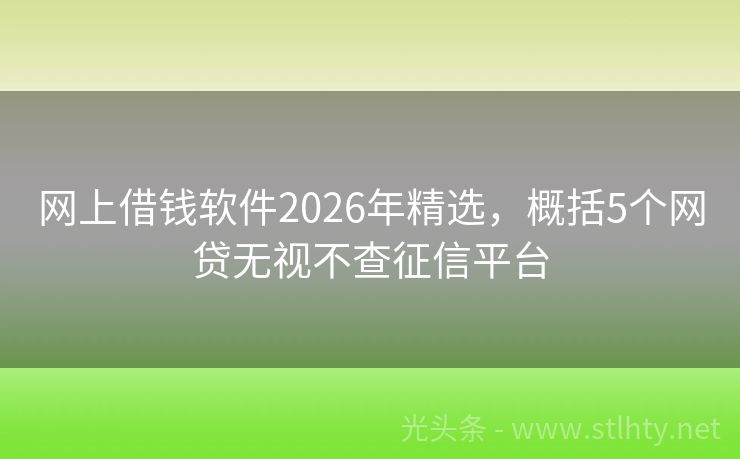 网上借钱软件2026年精选，概括5个网贷无视不查征信平台