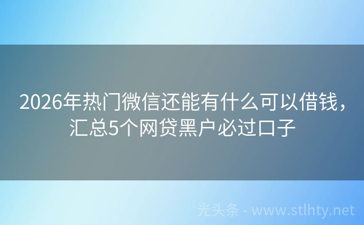 2026年热门微信还能有什么可以借钱，汇总5个网贷黑户必过口子