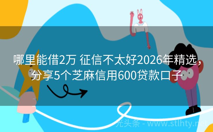 哪里能借2万 征信不太好2026年精选，分享5个芝麻信用600贷款口子