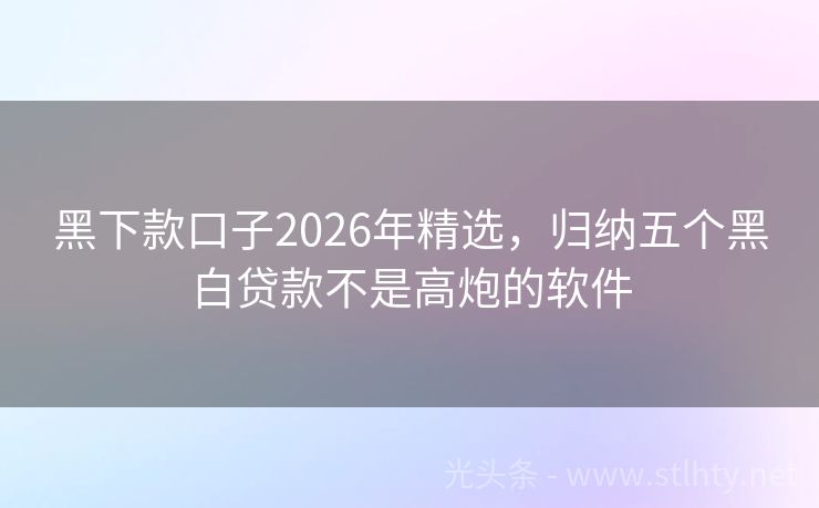 黑下款口子2026年精选，归纳五个黑白贷款不是高炮的软件