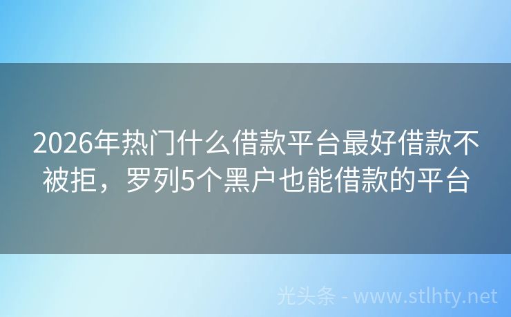 2026年热门什么借款平台最好借款不被拒，罗列5个黑户也能借款的平台