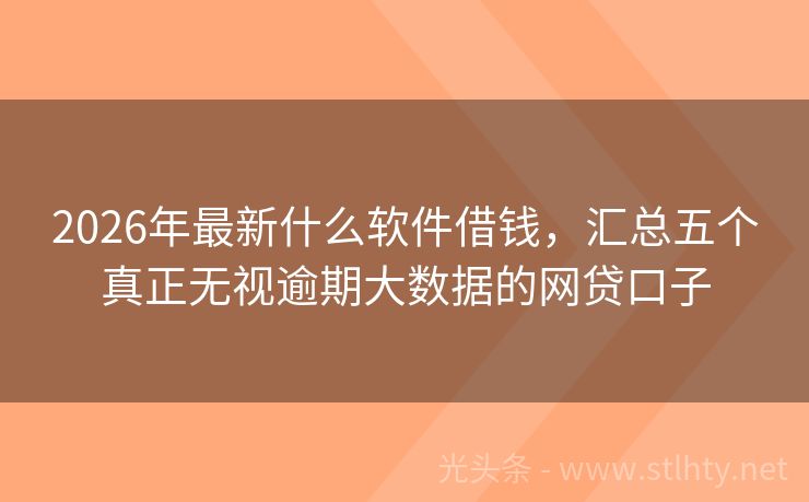 2026年最新什么软件借钱，汇总五个真正无视逾期大数据的网贷口子