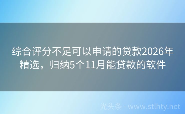 综合评分不足可以申请的贷款2026年精选，归纳5个11月能贷款的软件