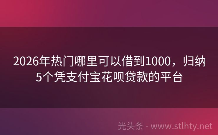 2026年热门哪里可以借到1000，归纳5个凭支付宝花呗贷款的平台