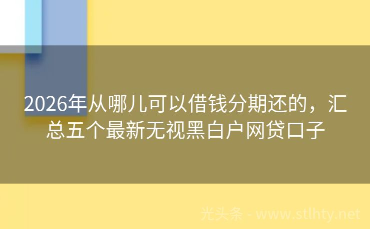 2026年从哪儿可以借钱分期还的，汇总五个最新无视黑白户网贷口子