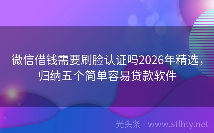 微信借钱需要刷脸认证吗2026年精选，归纳五个简单容易贷款软件