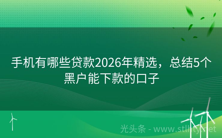 手机有哪些贷款2026年精选，总结5个黑户能下款的口子