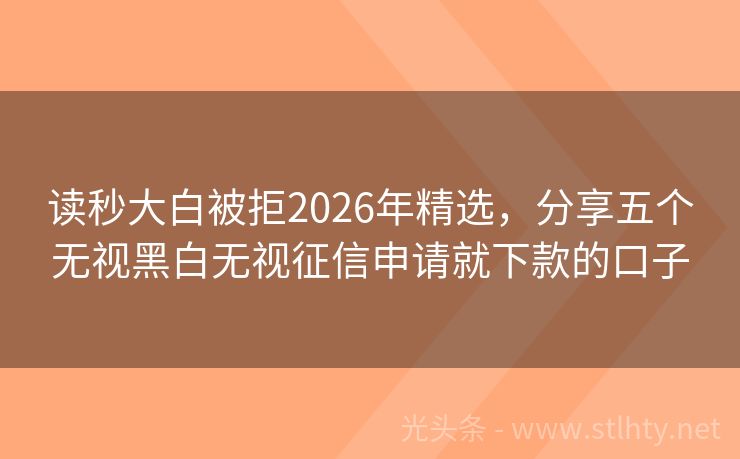 读秒大白被拒2026年精选，分享五个无视黑白无视征信申请就下款的口子