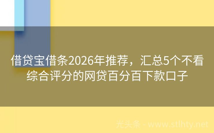 借贷宝借条2026年推荐，汇总5个不看综合评分的网贷百分百下款口子