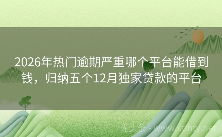 2026年热门逾期严重哪个平台能借到钱，归纳五个12月独家贷款的平台