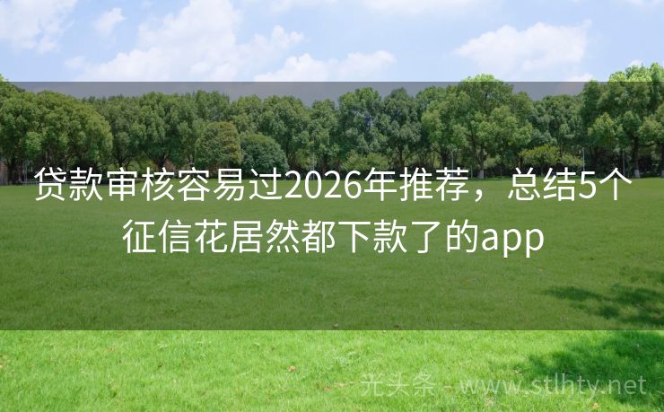 贷款审核容易过2026年推荐，总结5个征信花居然都下款了的app
