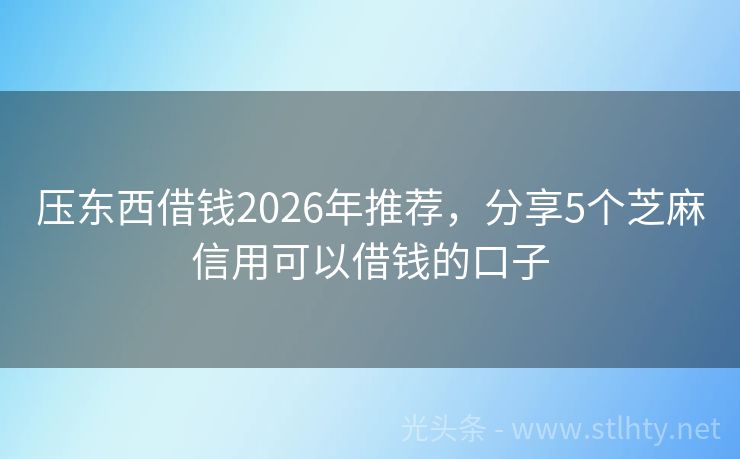 压东西借钱2026年推荐，分享5个芝麻信用可以借钱的口子