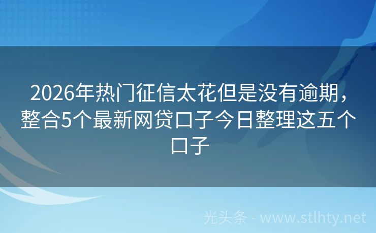 2026年热门征信太花但是没有逾期，整合5个最新网贷口子今日整理这五个口子