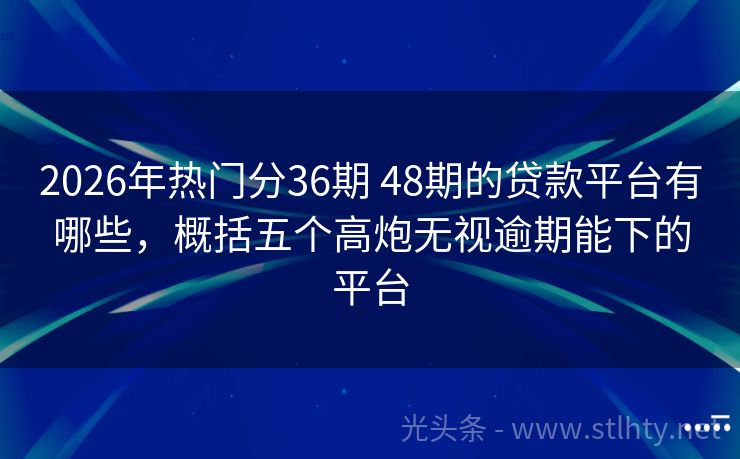 2026年热门分36期 48期的贷款平台有哪些，概括五个高炮无视逾期能下的平台