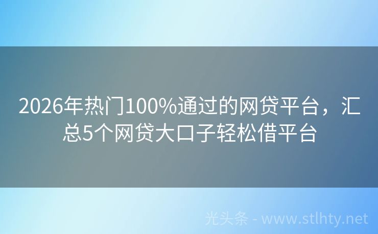 2026年热门100%通过的网贷平台，汇总5个网贷大口子轻松借平台