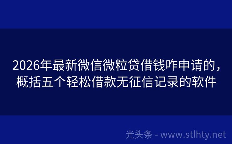 2026年最新微信微粒贷借钱咋申请的，概括五个轻松借款无征信记录的软件