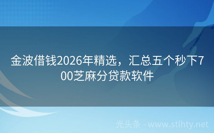 金波借钱2026年精选，汇总五个秒下700芝麻分贷款软件