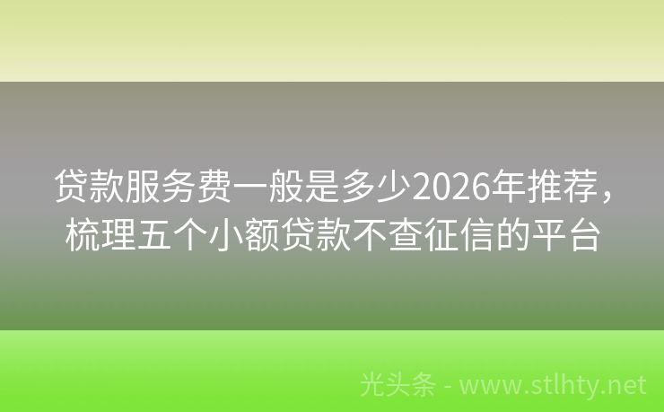 贷款服务费一般是多少2026年推荐，梳理五个小额贷款不查征信的平台