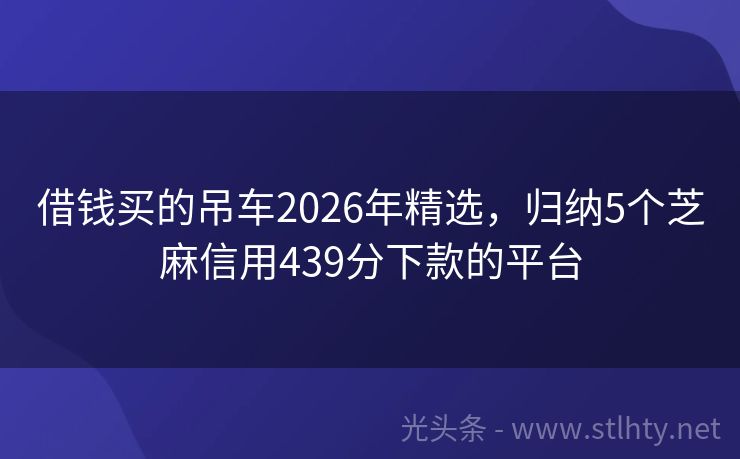 借钱买的吊车2026年精选，归纳5个芝麻信用439分下款的平台