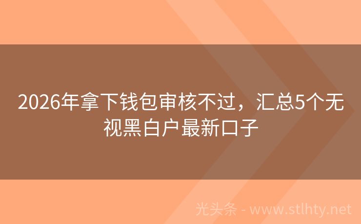 2026年拿下钱包审核不过，汇总5个无视黑白户最新口子
