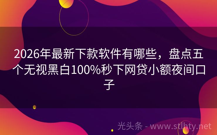 2026年最新下款软件有哪些，盘点五个无视黑白100%秒下网贷小额夜间口子