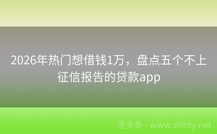 2026年热门想借钱1万，盘点五个不上征信报告的贷款app