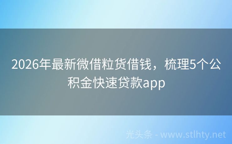 2026年最新微借粒货借钱，梳理5个公积金快速贷款app