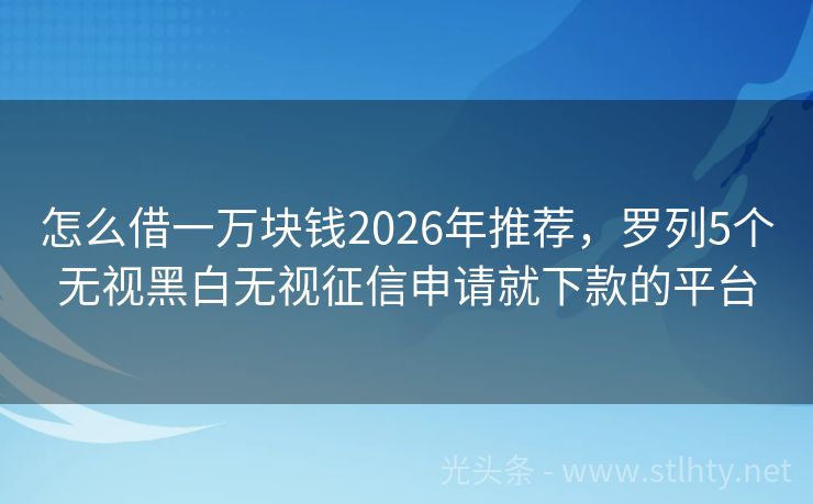 怎么借一万块钱2026年推荐，罗列5个无视黑白无视征信申请就下款的平台